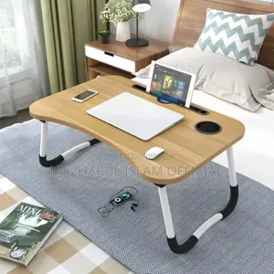 Foldable Laptop Table | Mdf + Metal | Cup & Mobile Holder