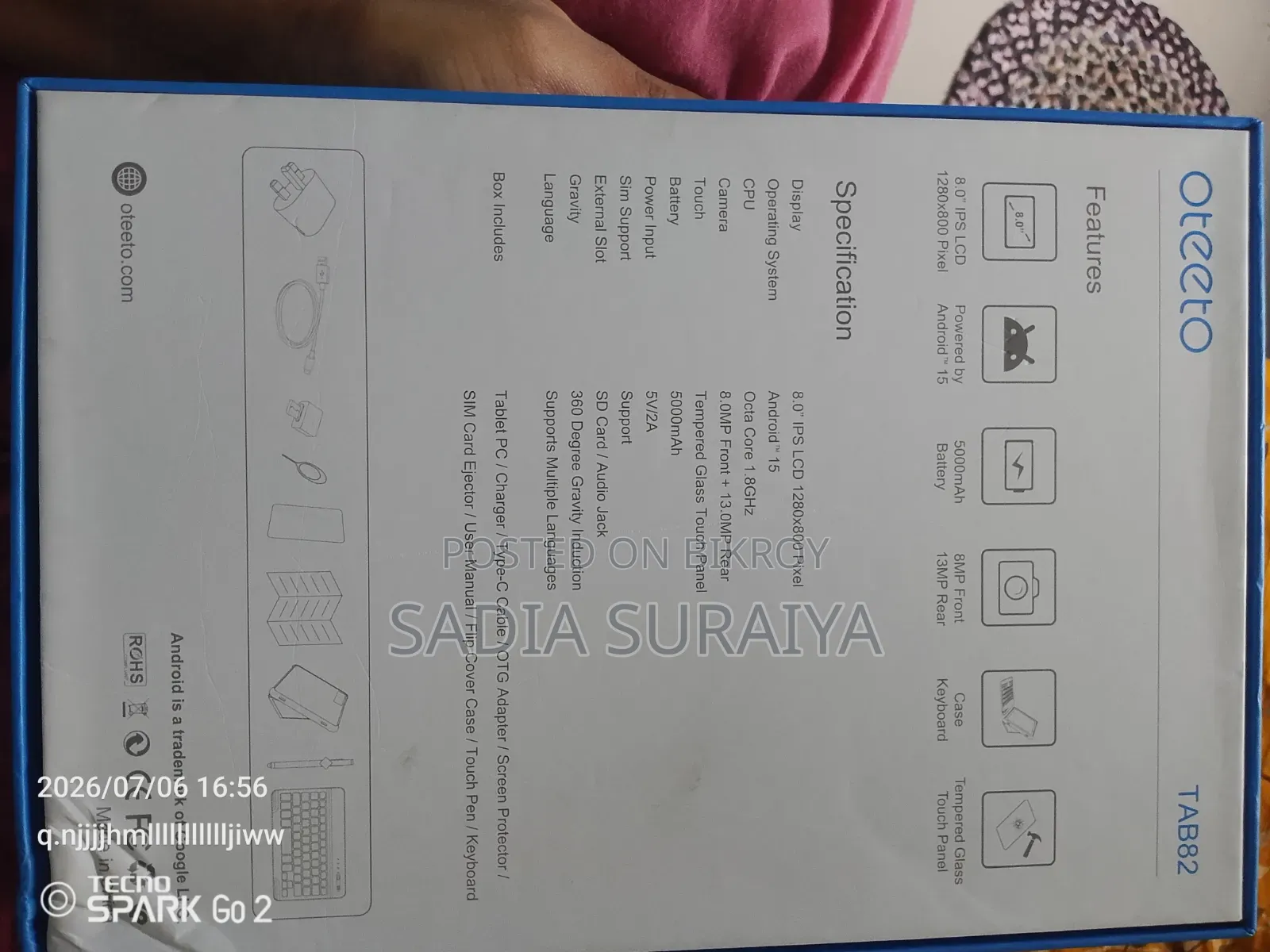 New Oteeto TAB 8 8 GB Black