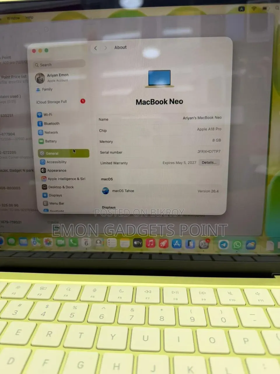 Laptop Apple MacBook Neo 2026 16GB Intel Core I3 HDD 256GB
