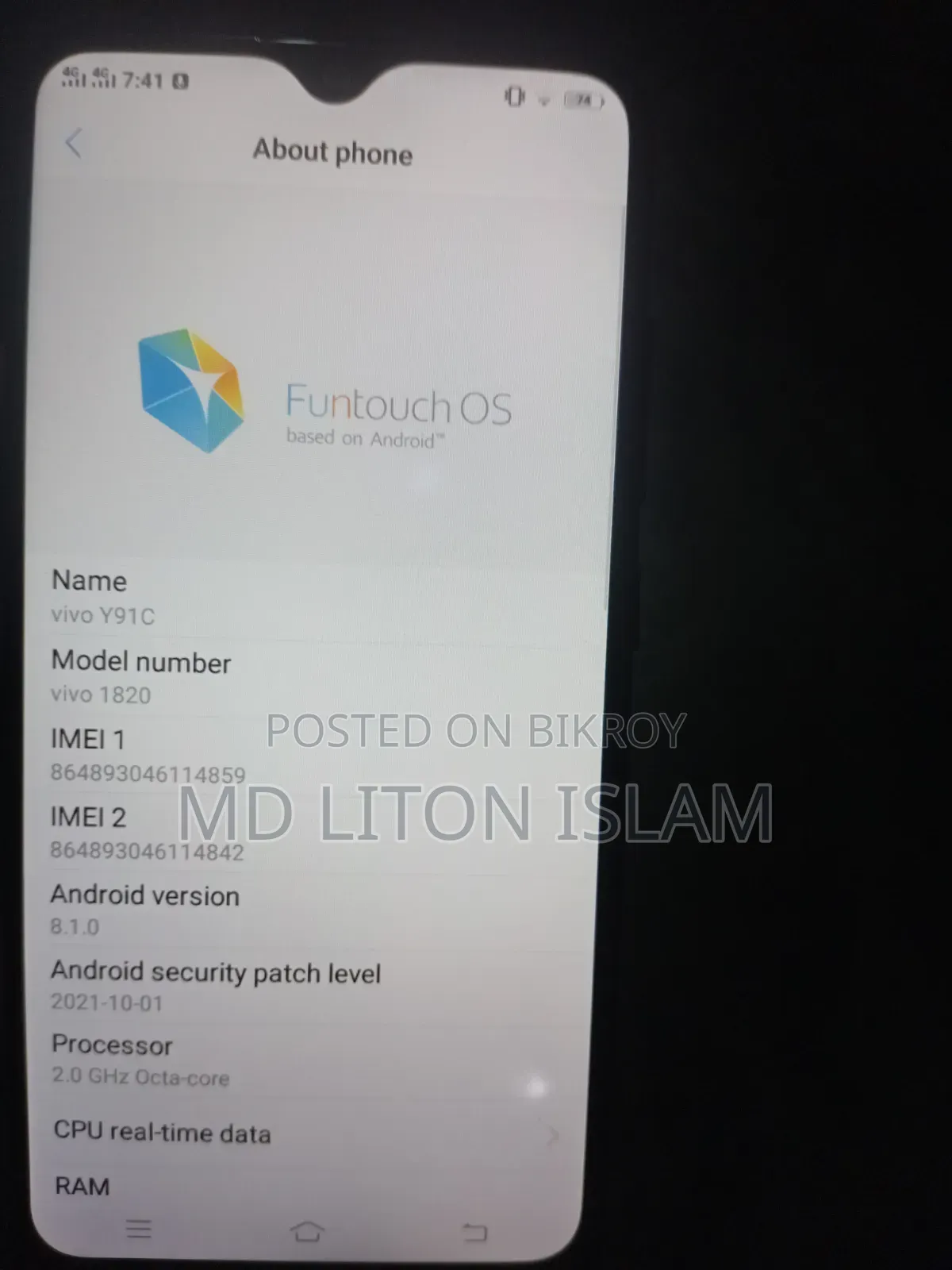 Vivo Y91c 32 GB Black