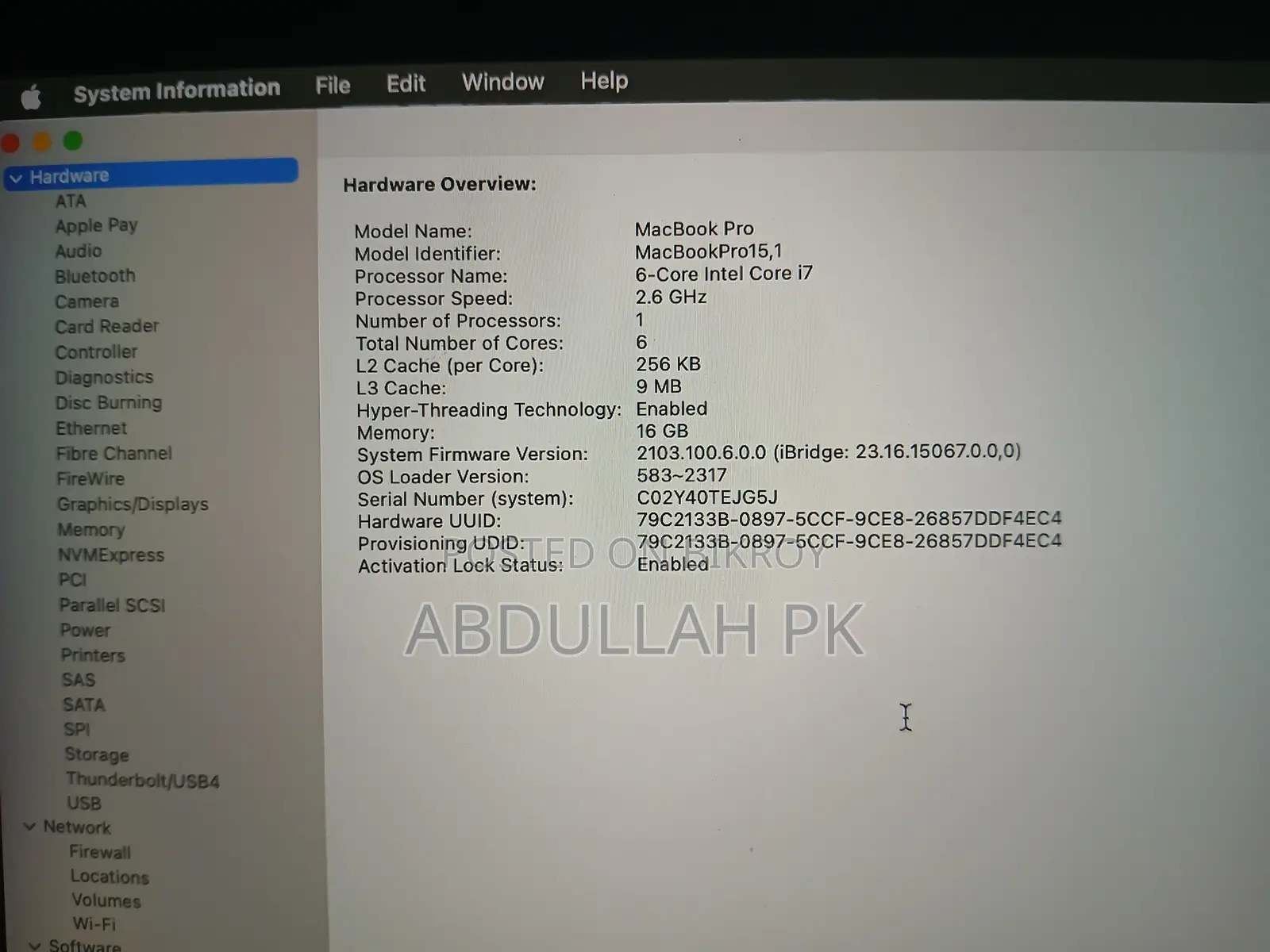Laptop Apple MacBook Pro 2018 16GB Intel Core i7 SSD 500GB