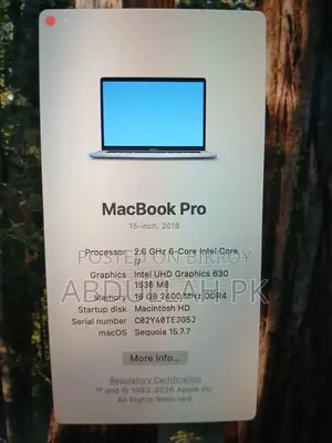 Laptop Apple MacBook Pro 2018 16GB Intel Core i7 SSD 500GB
