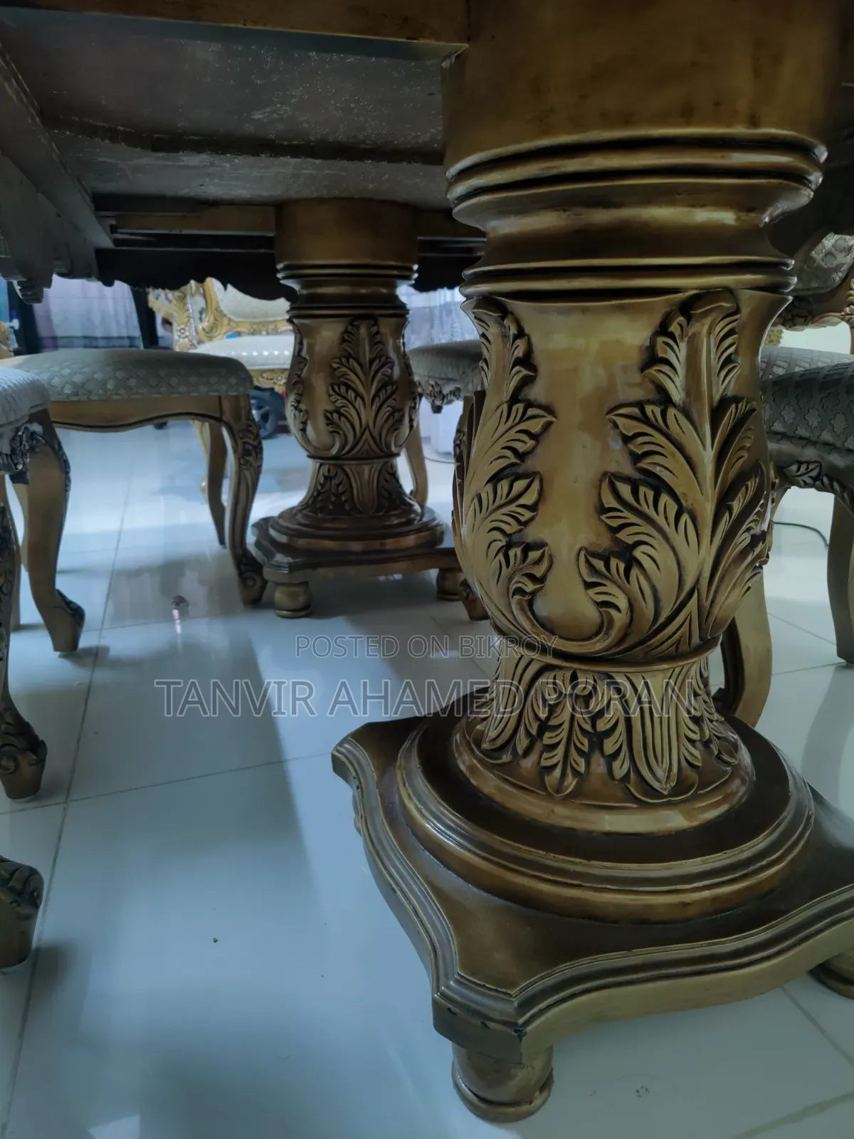 Teak wood 8-chair dining table