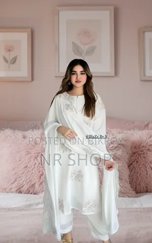 সাদা বাহার থ্রি পিস