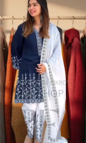 Soft Cotton Embroidery Three Piece