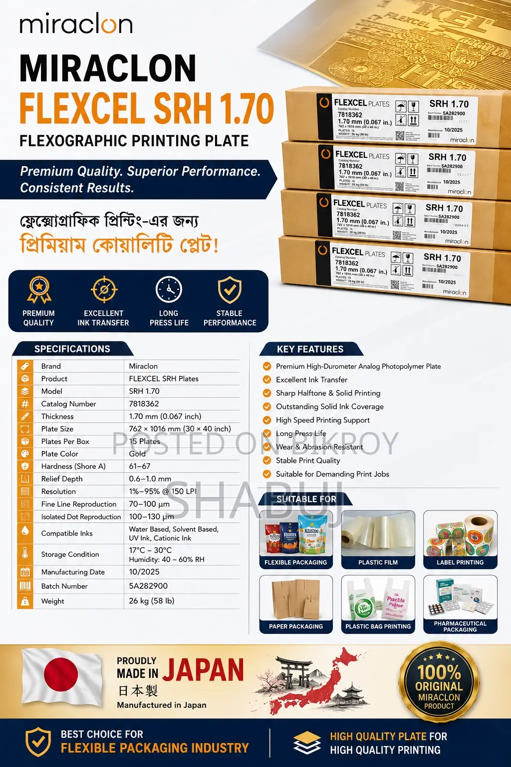 Flexo Plates Srh 1.70 (762×1016mm) – Flexo Printing Plate