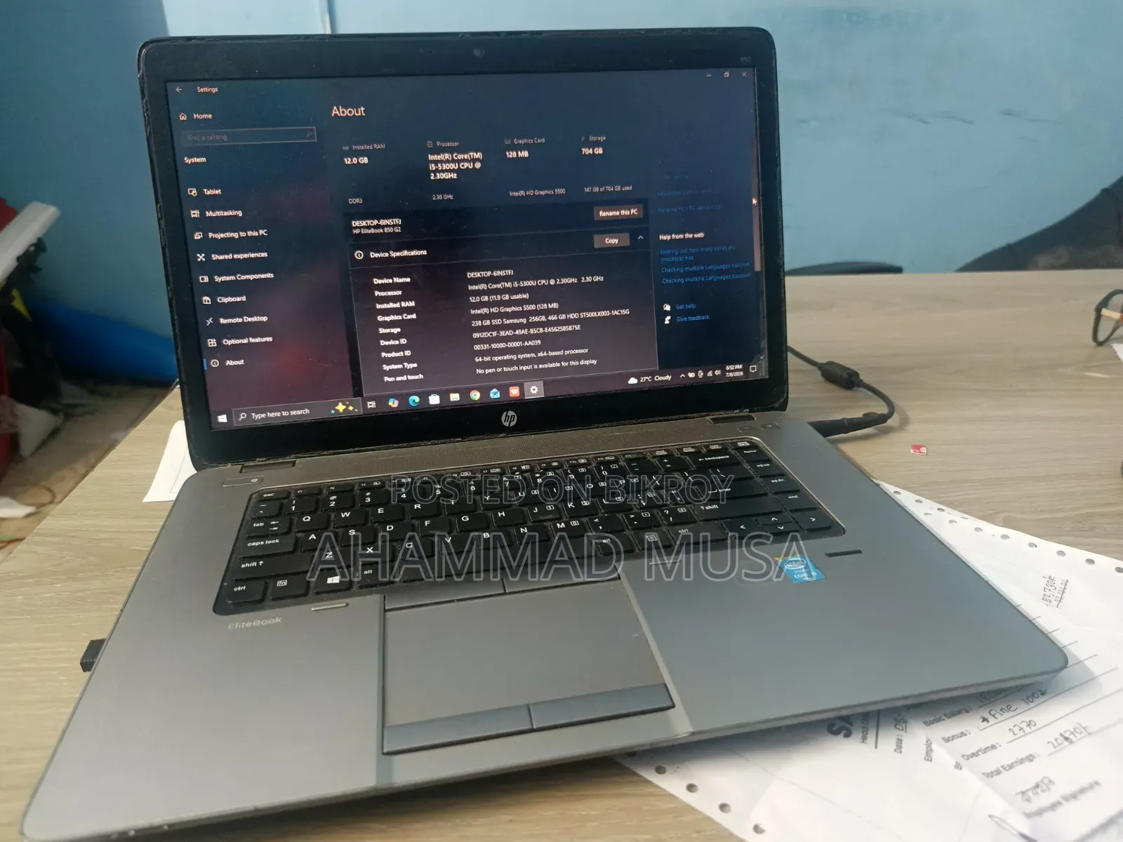 Laptop HP EliteBook 850 12GB Intel Core I5 HDD+SSD 700GB