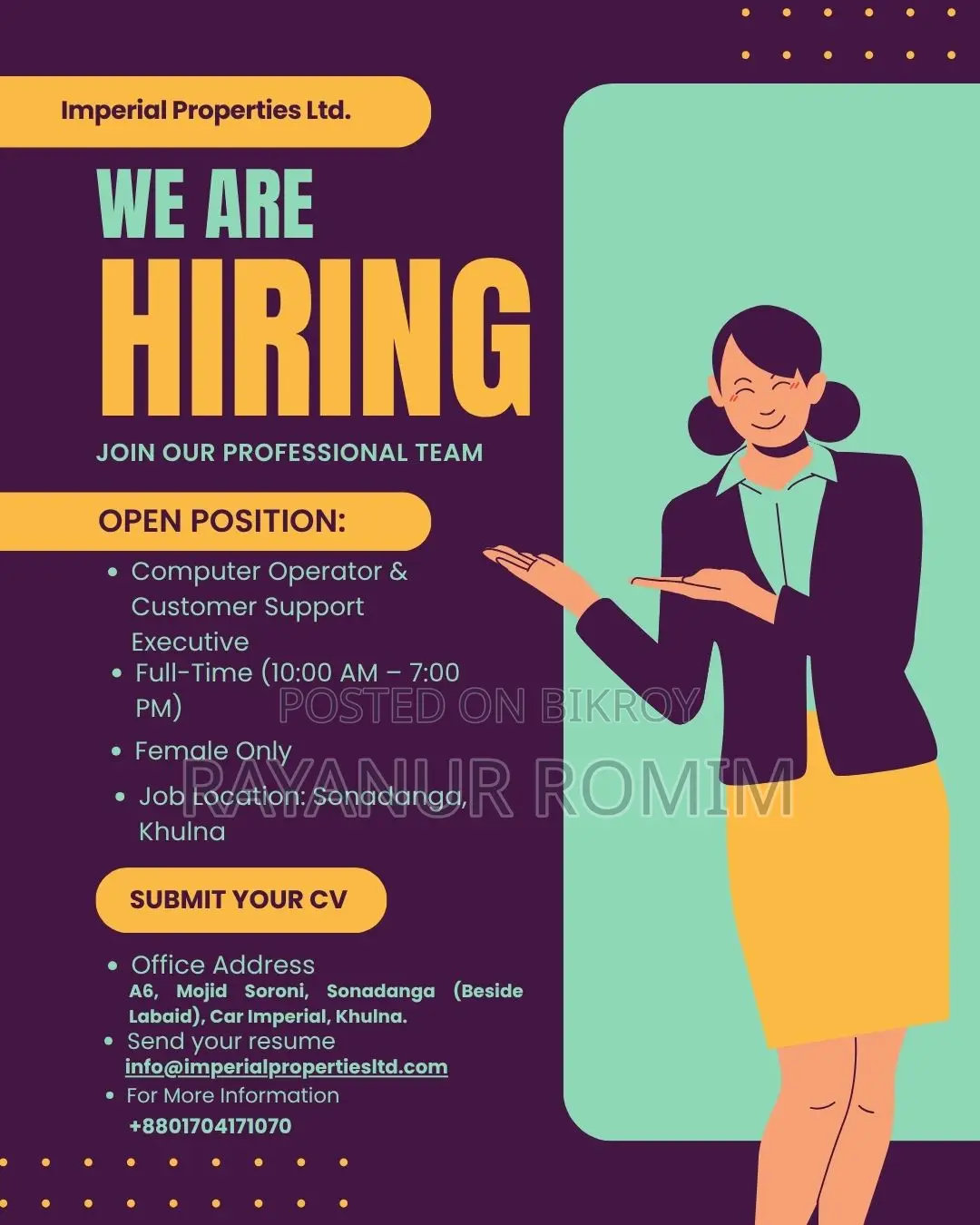 Computer Operator Customer Support Executive