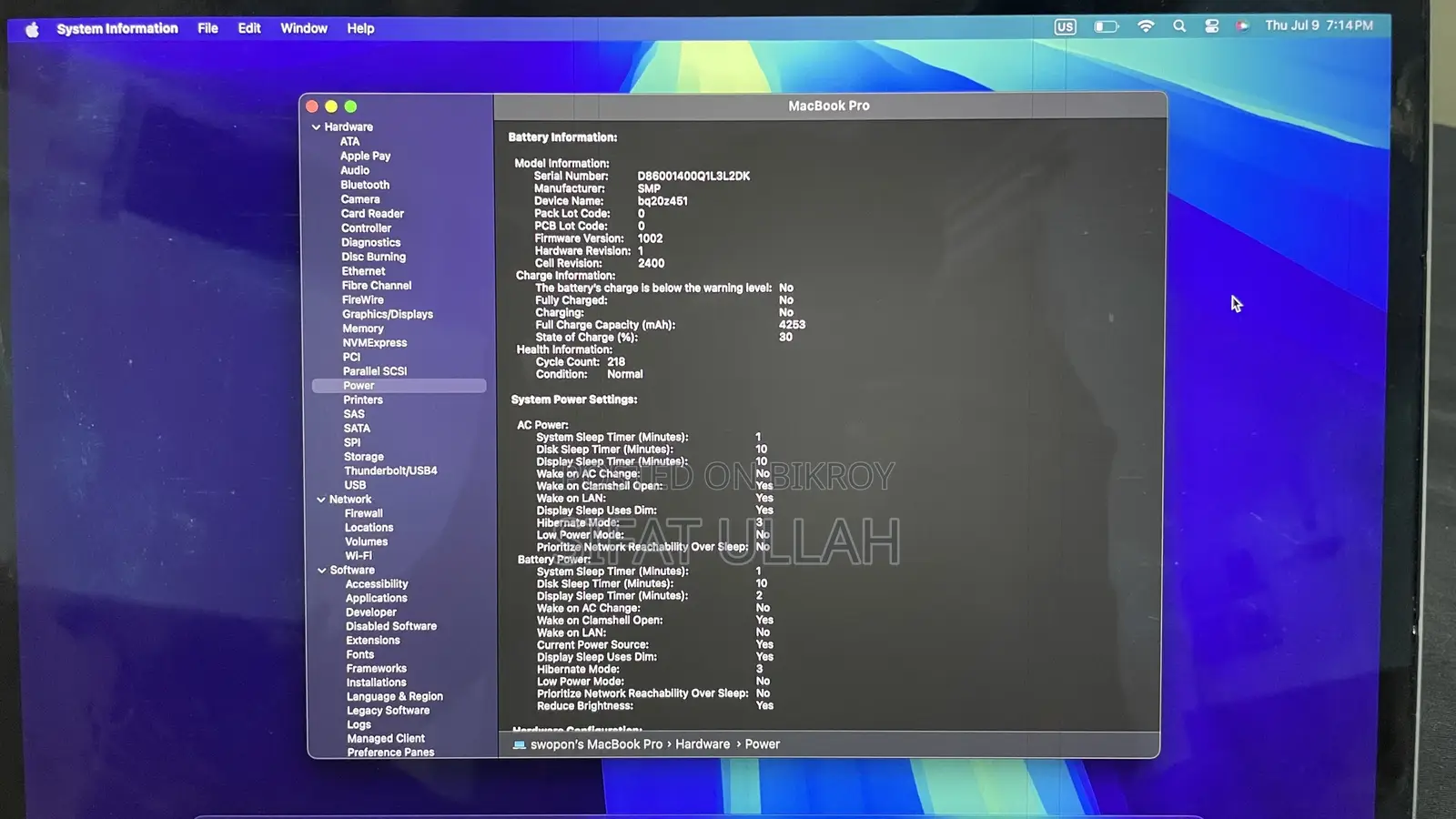 Laptop Apple MacBook Pro 2019 8GB Intel Core i5 SSD 128GB
