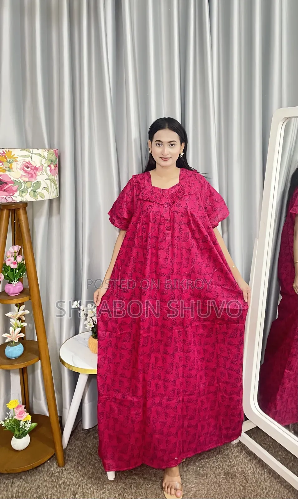 সুতি ব্লক ফ্রেল মেক্সি অফার প্রাইজ৩৫০টাকা লং ৫২-৫৩ বডি ৪৮-৪৯হাতা ৭-৮