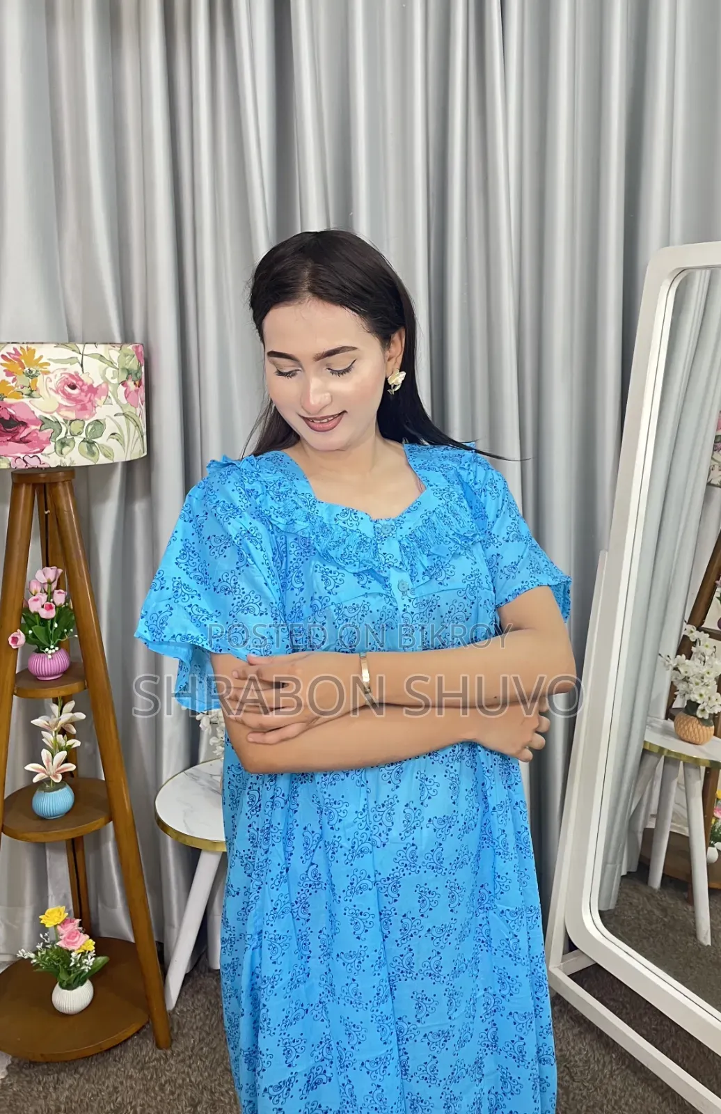 সুতি ব্লক ফ্রেল মেক্সি অফার প্রাইজ৩৫০টাকা লং ৫২-৫৩ বডি ৪৮-৪৯হাতা ৭-৮