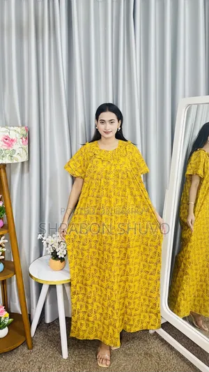 সুতি ব্লক ফ্রেল মেক্সি অফার প্রাইজ৩৫০টাকা লং ৫২-৫৩ বডি ৪৮-৪৯হাতা ৭-৮