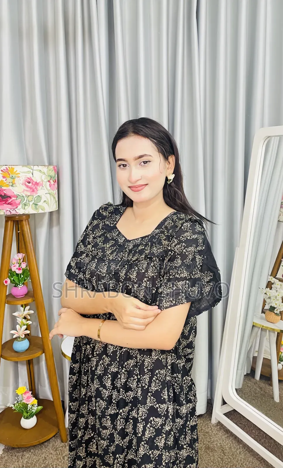 সুতি ব্লক ফ্রেল মেক্সি অফার প্রাইজ৩৫০টাকা লং ৫২-৫৩ বডি ৪৮-৪৯হাতা ৭-৮