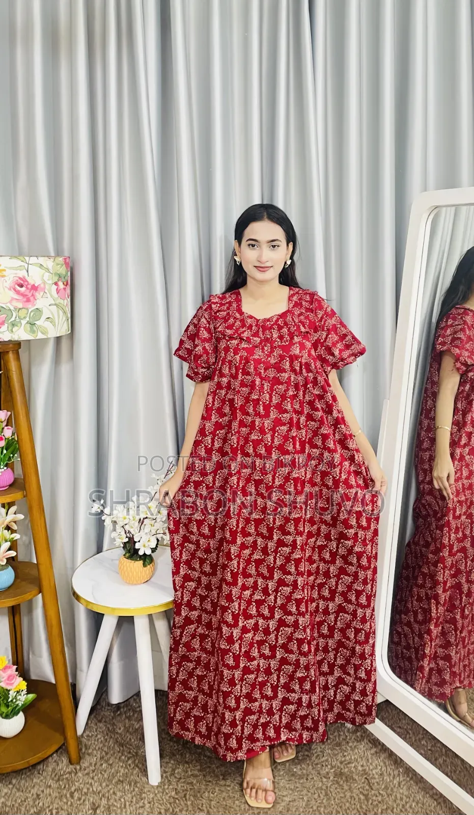 সুতি ব্লক ফ্রেল মেক্সি অফার প্রাইজ৩৫০টাকা লং ৫২-৫৩ বডি ৪৮-৪৯হাতা ৭-৮