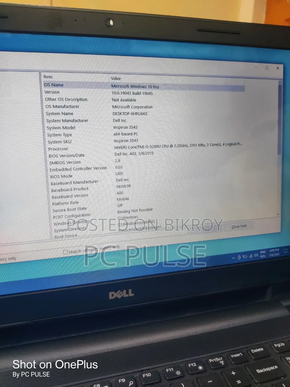 Laptop Dell Inspiron 15 4GB Intel Core i5 SSD 128GB