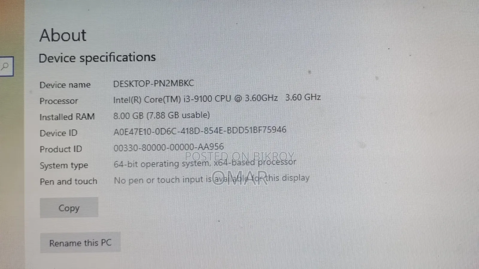 Desktop Computer Gigabyte GB-EKi3M-7100 8GB Intel Core i3 SSD 1T
