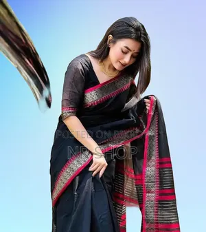 Half Silk Nakshi Border Saree with separate blouse piece L