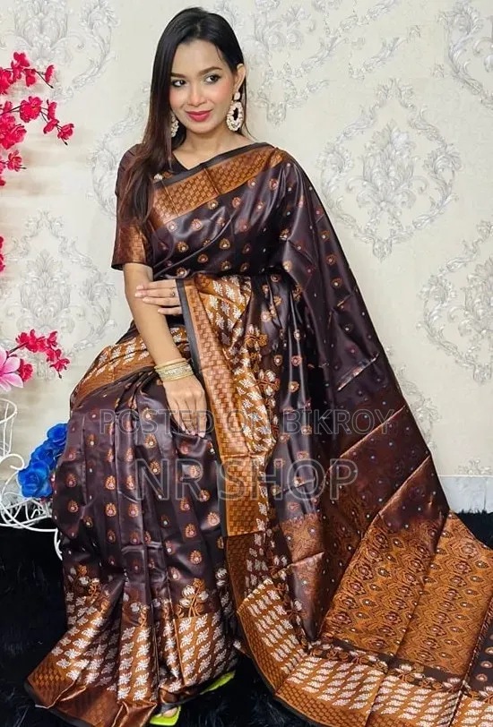 Trendy Indian Inspired Soft Silk Katan Sharee
