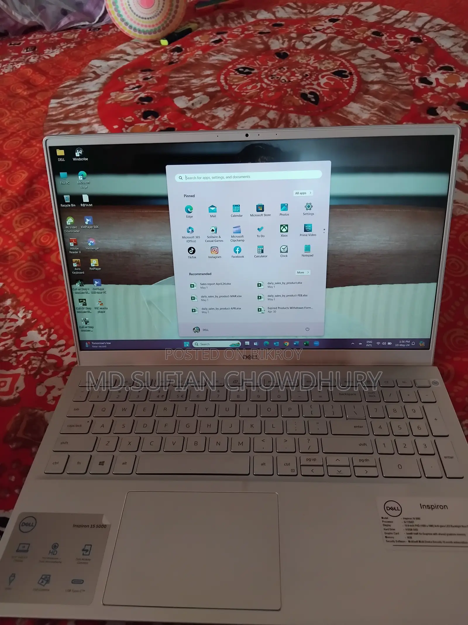 Laptop Dell Inspiron 15 5502 8GB Intel Core I5 SSD 512GB