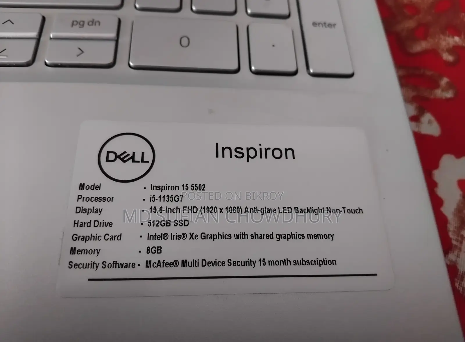 Laptop Dell Inspiron 15 5502 8GB Intel Core I5 SSD 512GB
