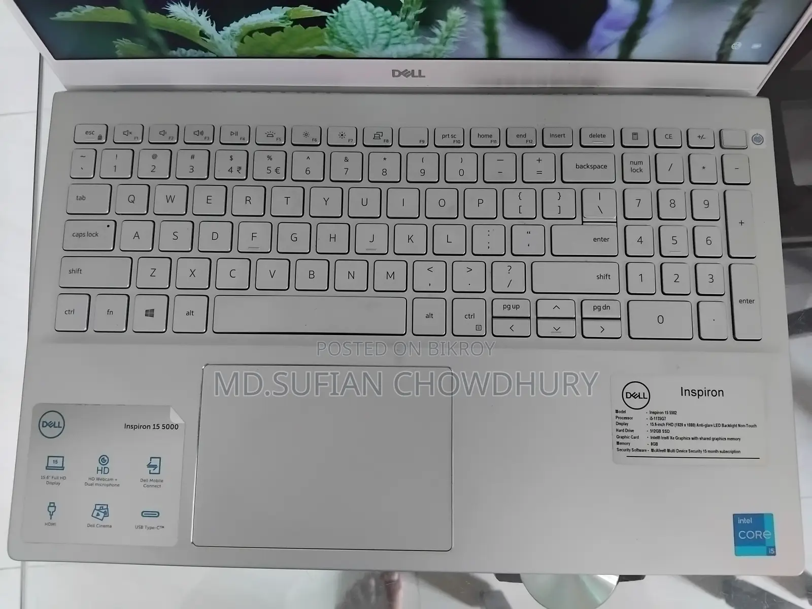 Laptop Dell Inspiron 15 5502 8GB Intel Core I5 SSD 512GB
