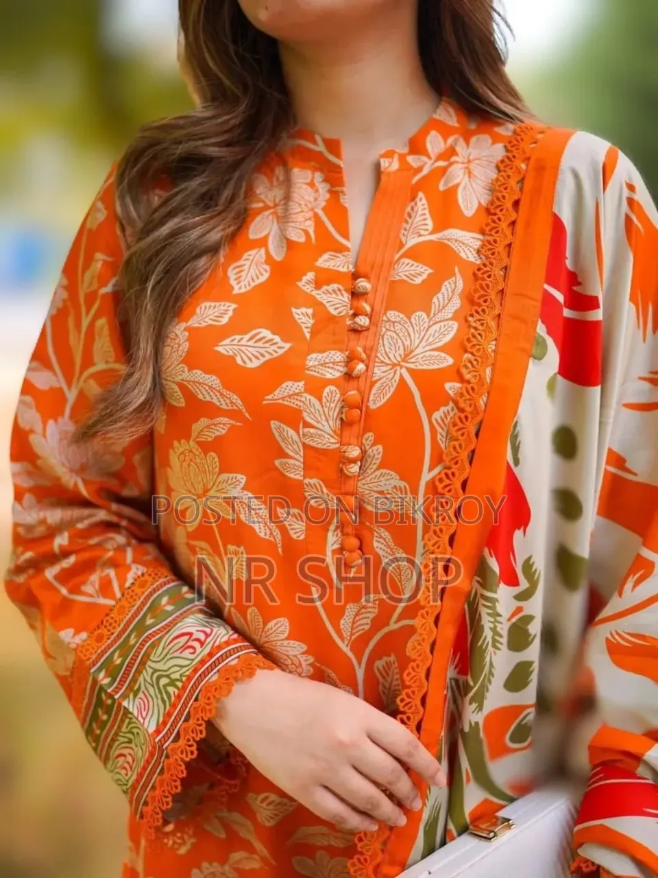 ডিজিটাল প্রিন্ট থ্রি পিস কামিজ + প্যান্ট + ওড়না