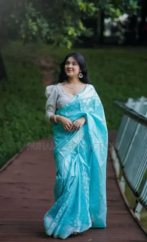 Exclusive Sky Blue Saree With Complete Jewellery Full Combo Set