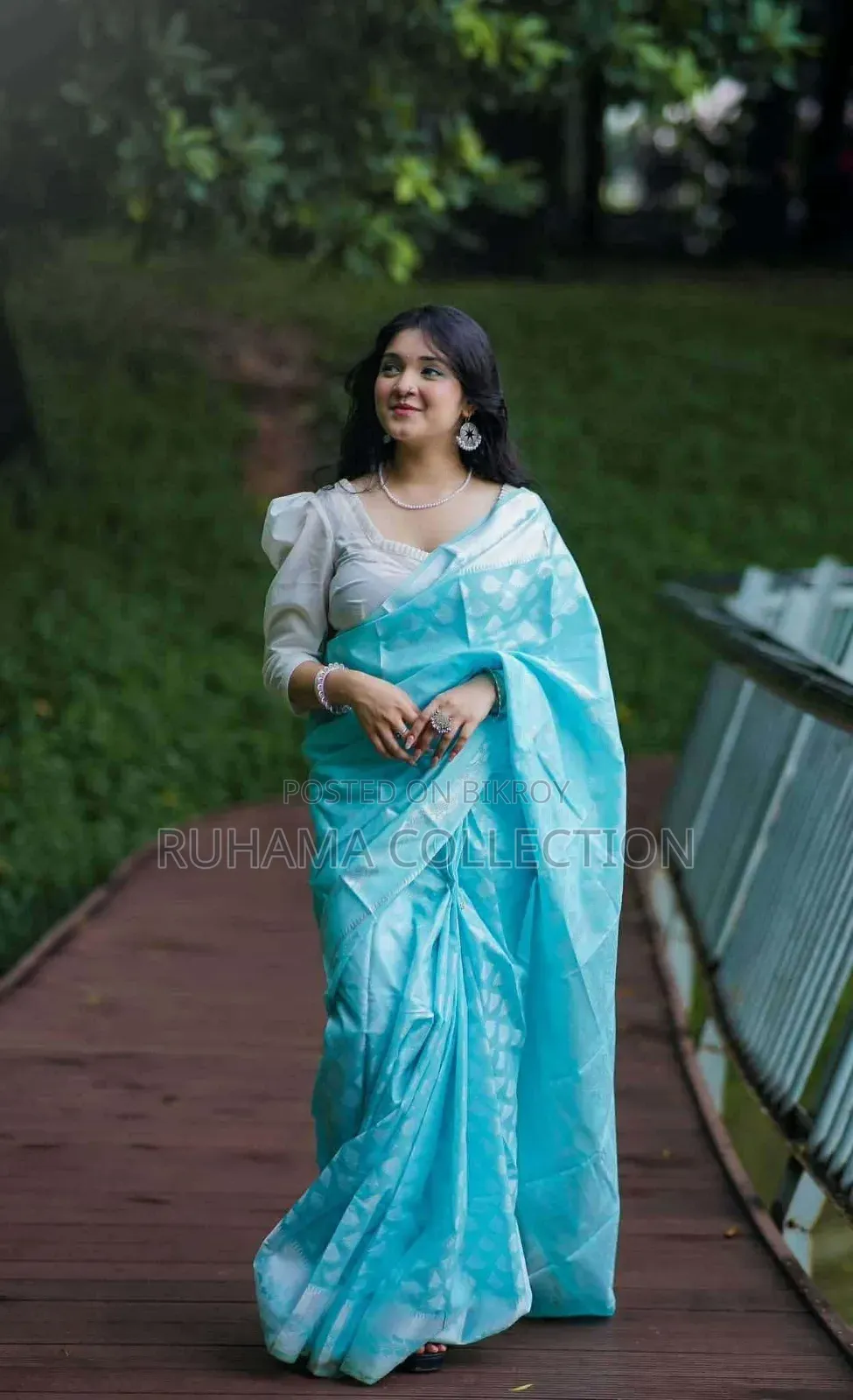 Exclusive Sky Blue Saree With Complete Jewellery Full Combo Set