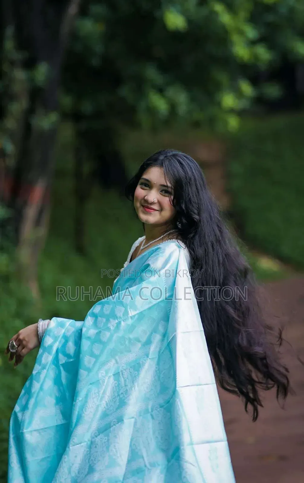 Exclusive Sky Blue Saree With Complete Jewellery Full Combo Set