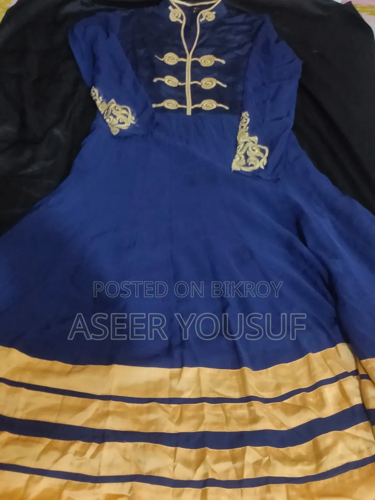 Blue Gown for Women With Light Brown Accents