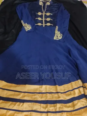 Blue Gown for Women With Light Brown Accents