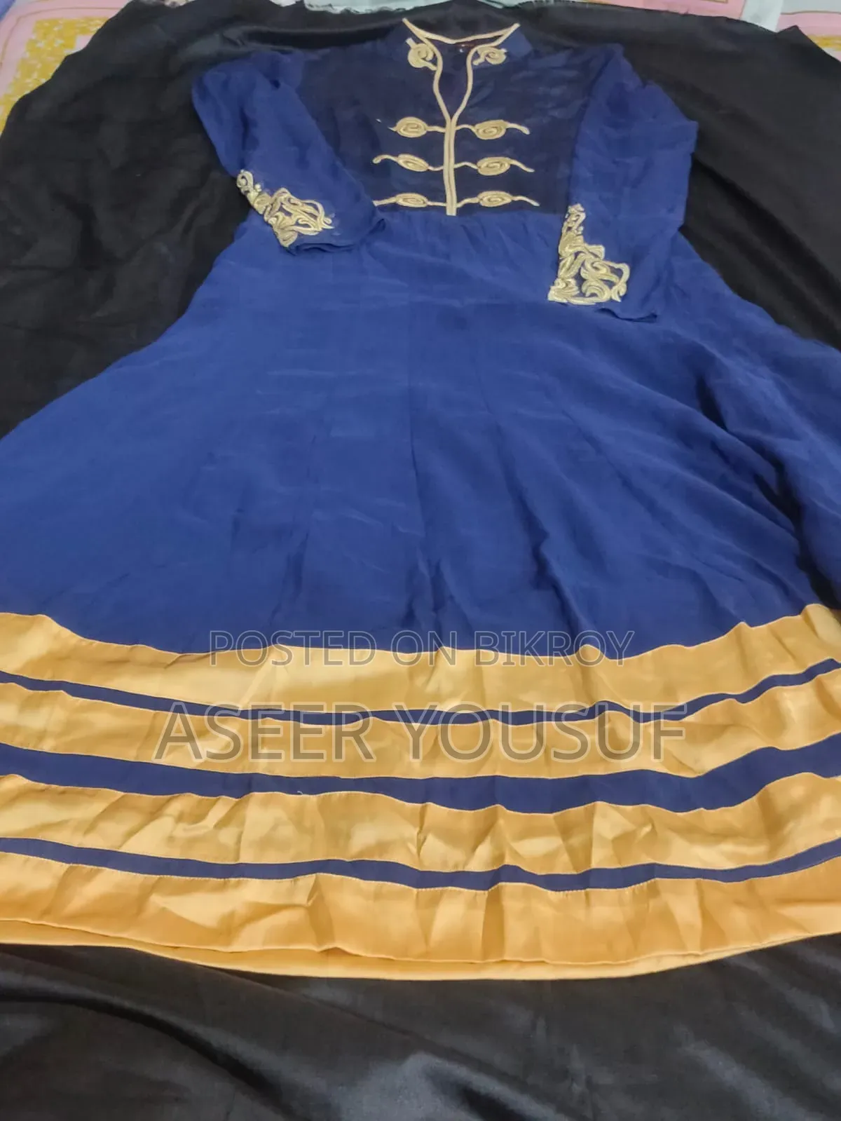 Blue Gown for Women With Light Brown Accents