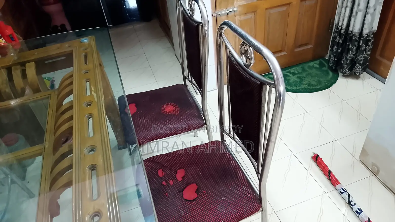 Dinning Table( Segun Timber) With 6 Mm Table Glass 4 Chair