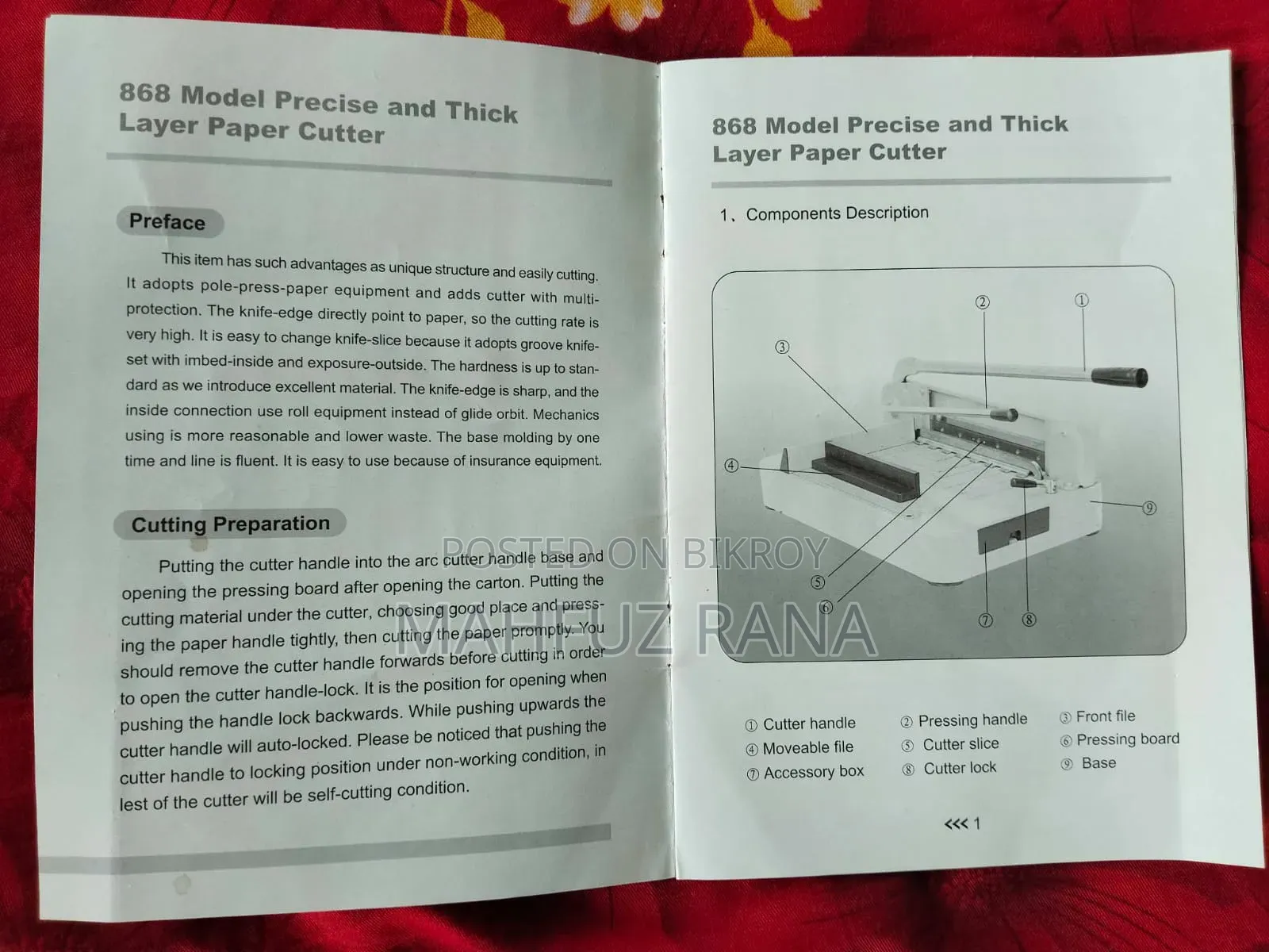 Model: This is a "Precise And Thick Layer Paper Cutter" of 868 Model.