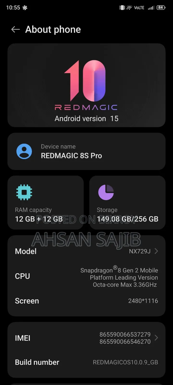 ZTE Nubia RedMagic 8S Pro 256 GB Black