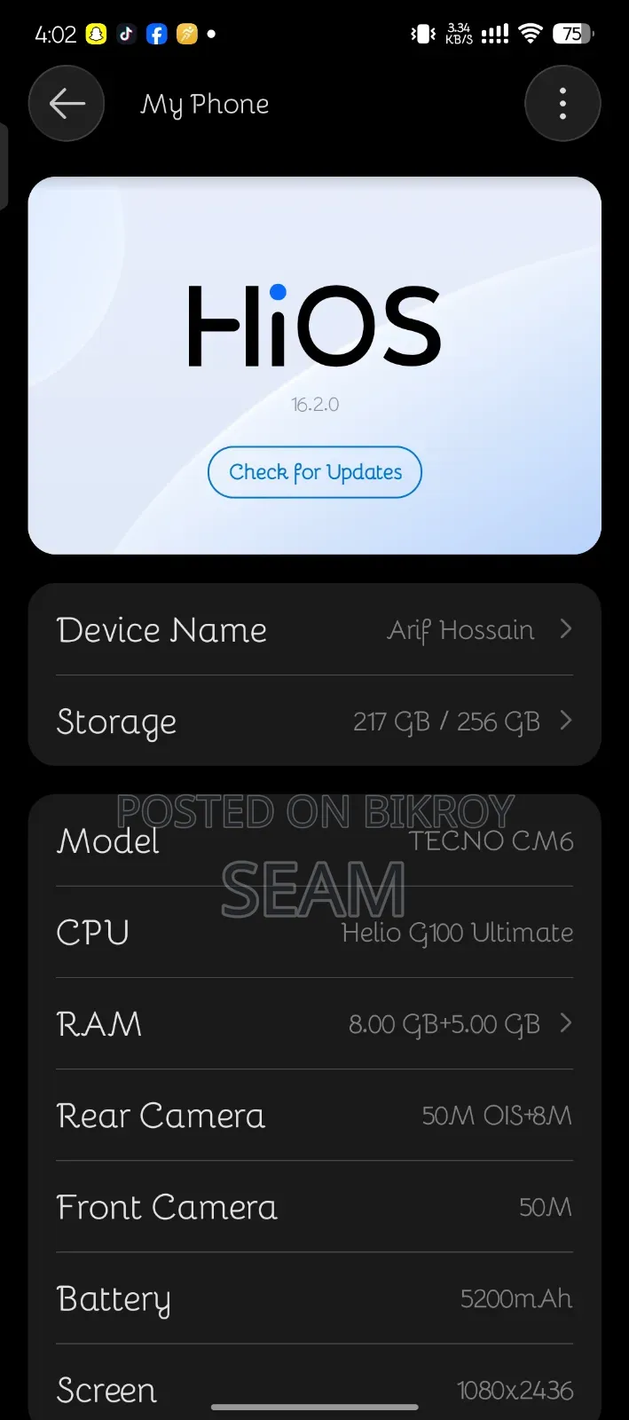 Tecno Camon 40 Pro 5G 256 GB Black