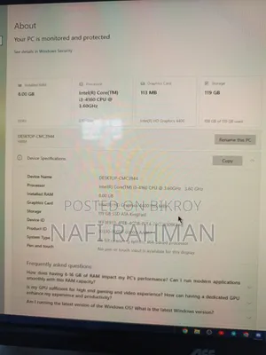 Desktop Computer 8GB Intel Core I3 SSD 128GB