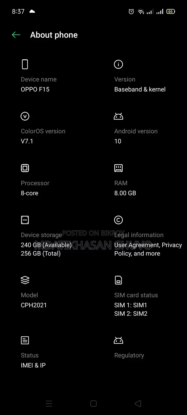 Oppo F15 256 GB Green