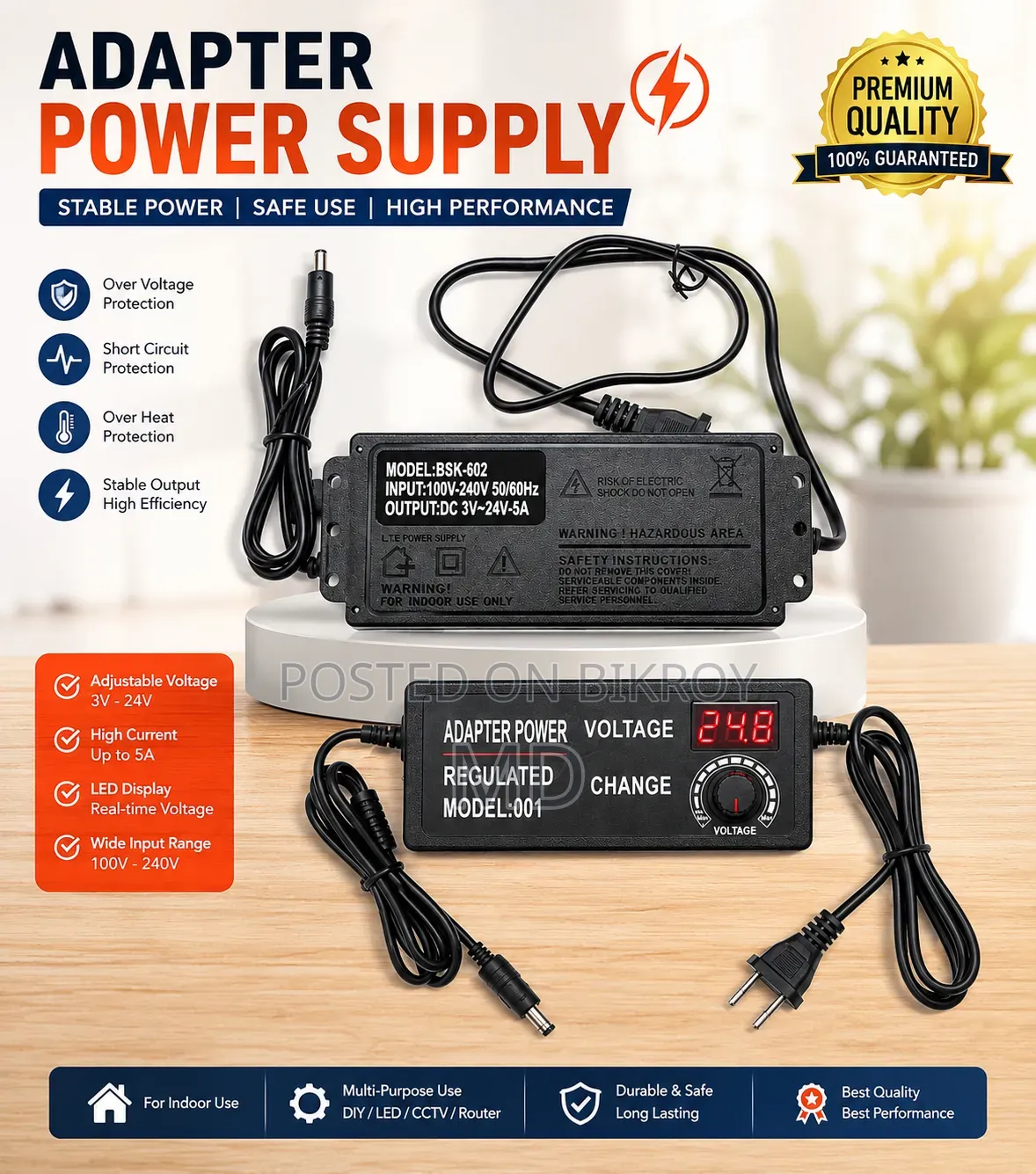 3V–24V Adjustable Power Supply | 5A High-Power