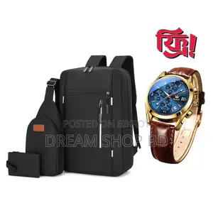 ৩-ইন-১ প্রিমিয়াম ওয়াটারপ্রুফ ল্যাপটপ ব্যাকপ্যাক সেট সাথে ফ্রি গিফট (নতুন)
