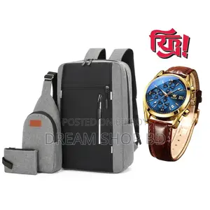 3-in-1 Premium Waterproof Laptop Backpack Set With Free Gift (New)