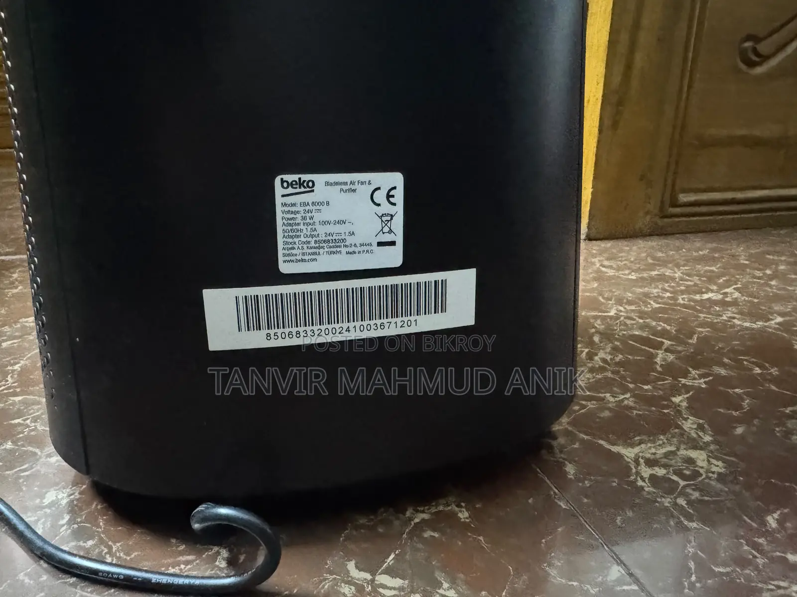 Beko Bladeless Fan Air Purifier | Eba-6000-B | Black