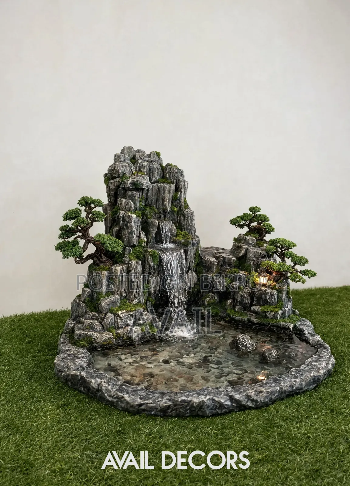 Premium Large Rock Waterfall Fountain With LED Lights Mist Effect