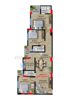 3-bedroom Apartment in Hillview Housing, Barishal Sadar for Sale