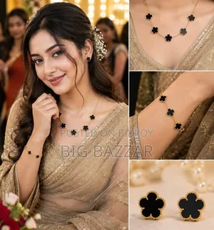 ​ Elegant Black Clover Jewelry Set 