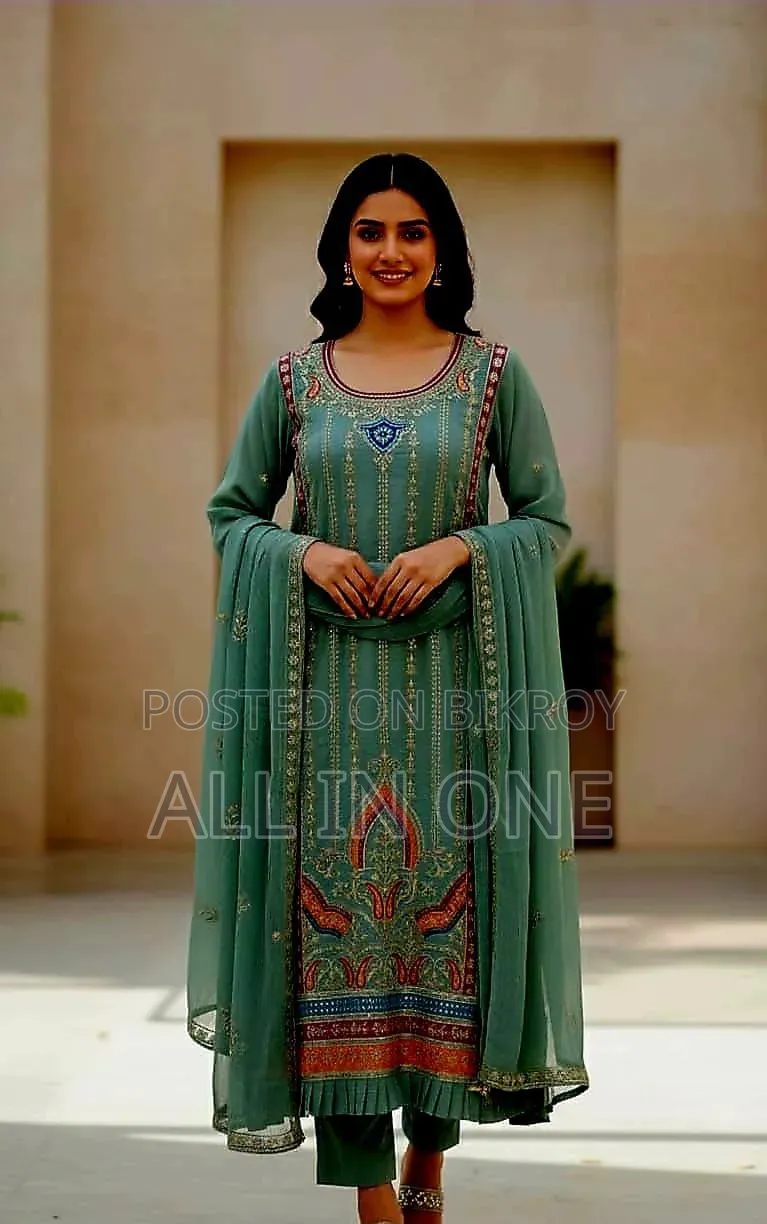 Readymade Party Four Piece Pakistani Crepe Chiffon Georgette