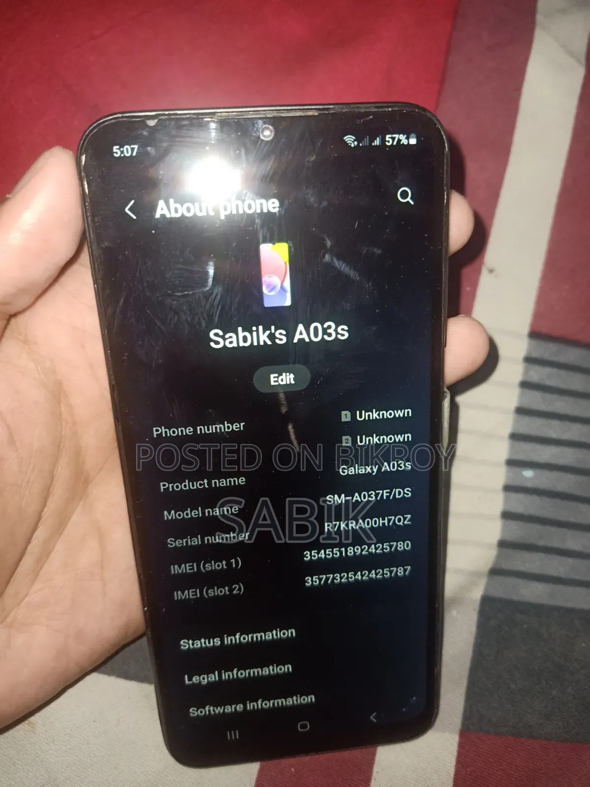 স্যামসাং গ্যালাক্সি এ০৩এস ৬৪ জিবি নীল