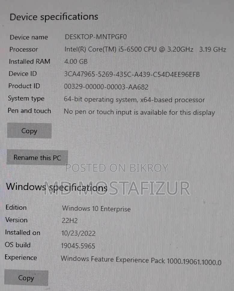 Desktop Computer Gigabyte 4GB Intel Core I5 SSD 160GB