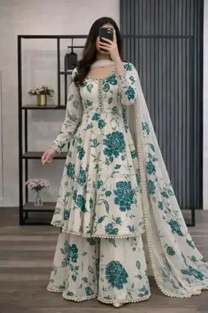 গোলাপ গাউন থ্রি পিস প্রিমিয়াম কটন