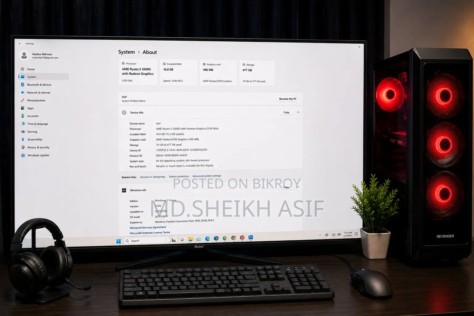 Desktop Computer 16GB AMD Ryzen SSD 512GB